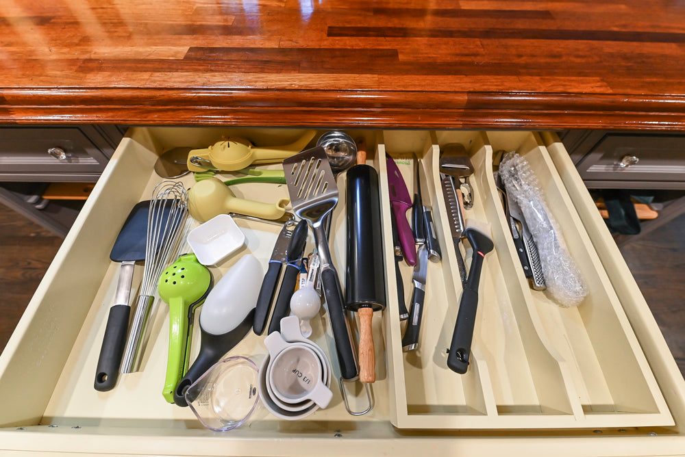 Custom Traditional "Clive-esque" Kitchen with Marble Countertops, Wood Top Island and Appliances