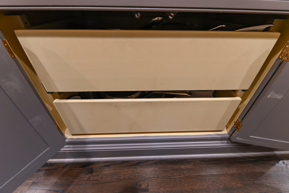 Custom Traditional "Clive-esque" Kitchen with Marble Countertops, Wood Top Island and Appliances