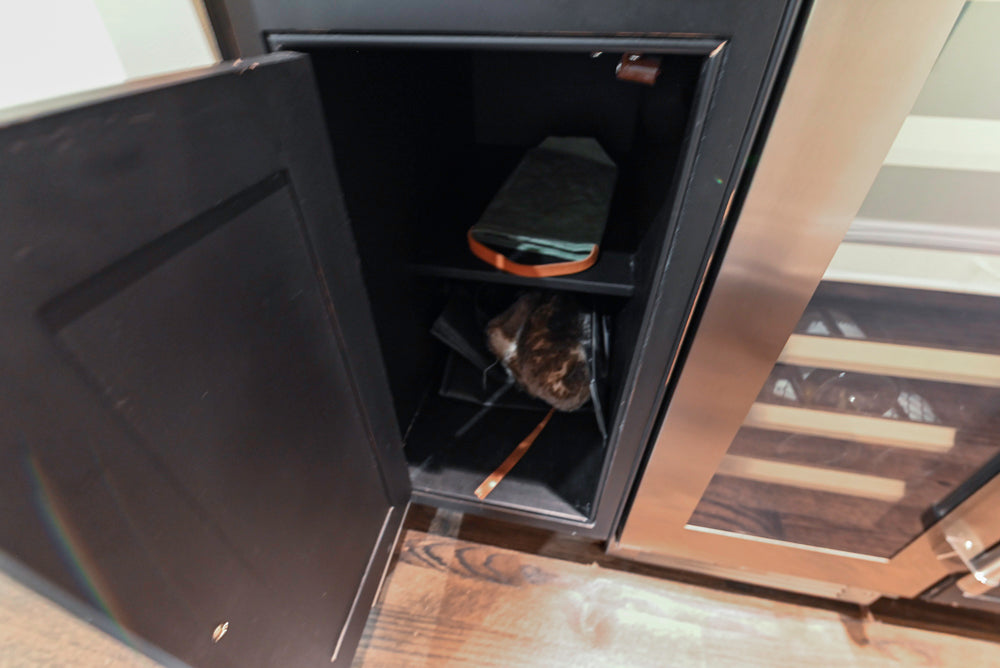 Custom Traditional Black Butler's Pantry with Marble Countertops