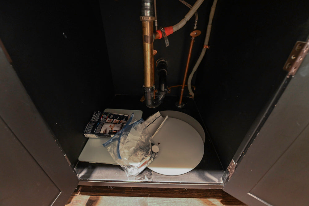 Custom Traditional Black Butler's Pantry with Marble Countertops