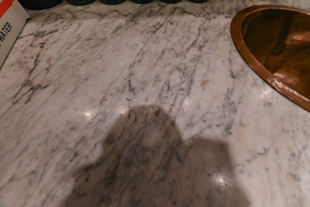 Custom Traditional Black Butler's Pantry with Marble Countertops