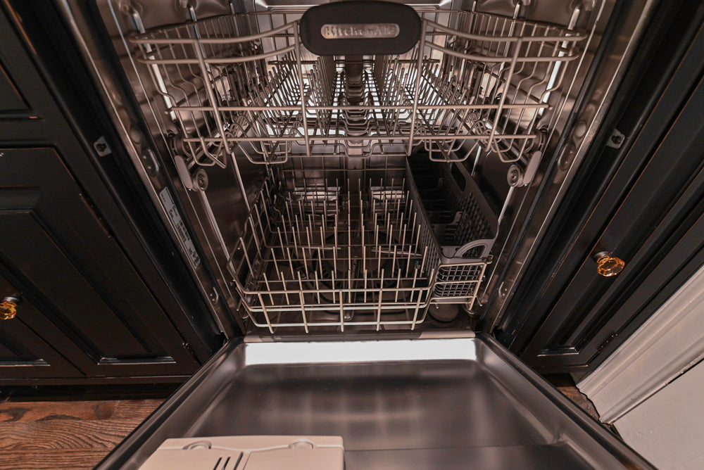 Custom Traditional Black Butler's Pantry with Marble Countertops