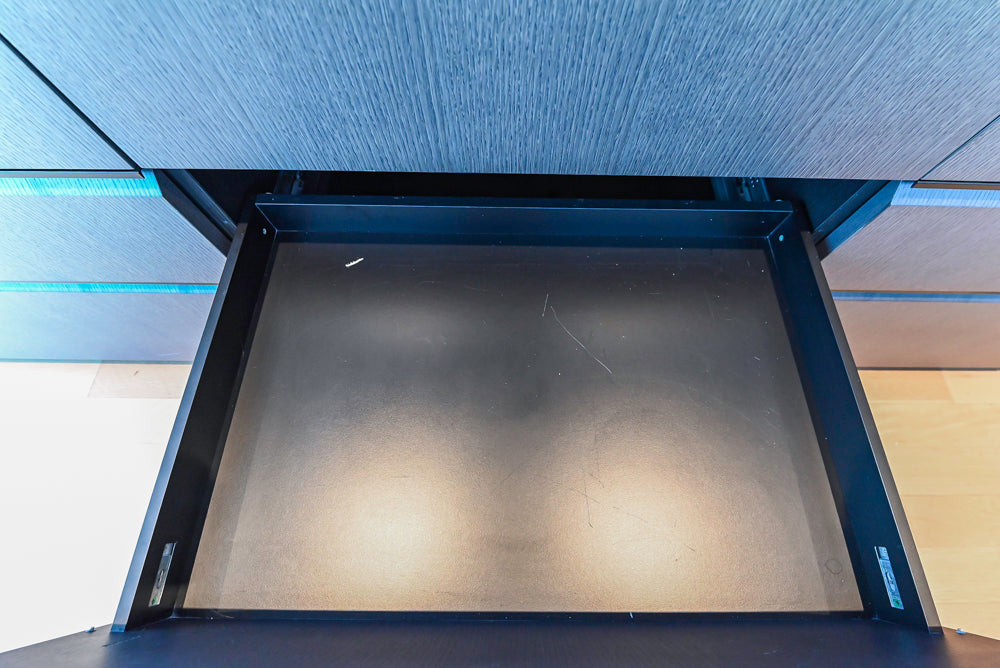 Custom Modern Wood Veneer Kitchen with White Marble Countertops and Wolf & Miele Appliances