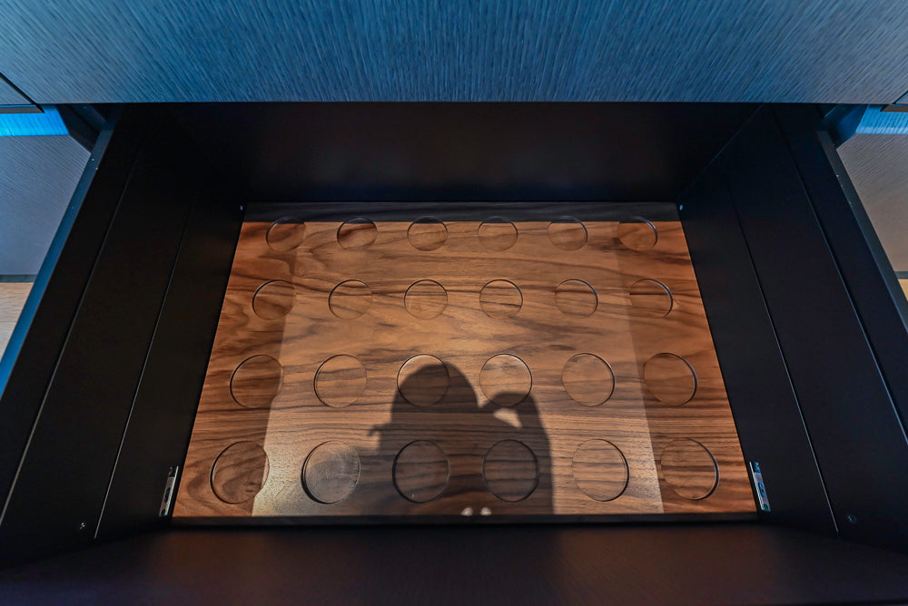 Custom Modern Wood Veneer Kitchen with White Marble Countertops and Wolf & Miele Appliances