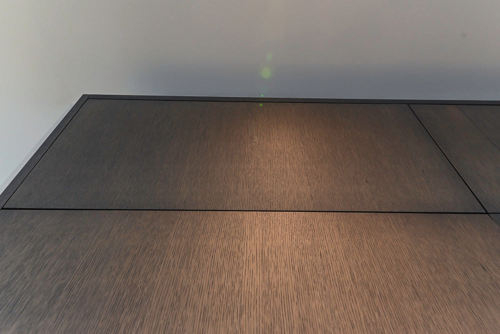 Custom Modern Wood Veneer Kitchen with White Marble Countertops and Wolf & Miele Appliances