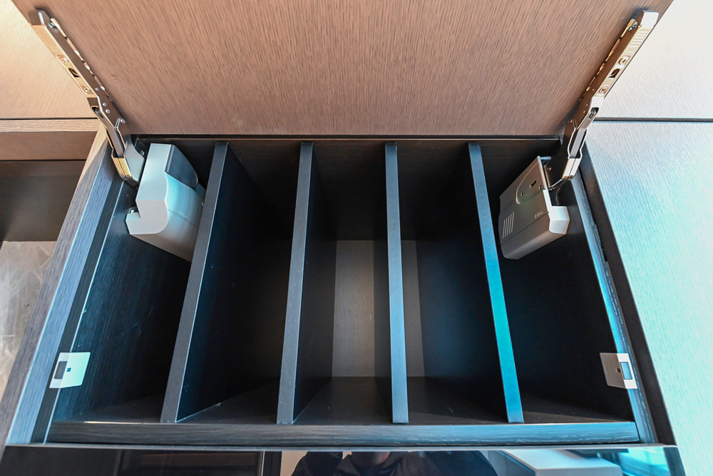 Custom Modern Wood Veneer Kitchen with White Marble Countertops and Wolf & Miele Appliances