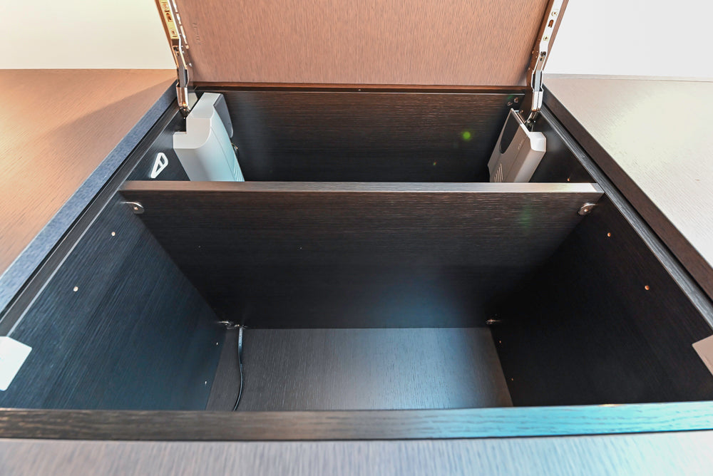 Custom Modern Wood Veneer Kitchen with White Marble Countertops and Wolf & Miele Appliances