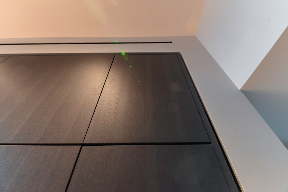 Custom Modern Wood Veneer Kitchen with White Marble Countertops and Wolf & Miele Appliances