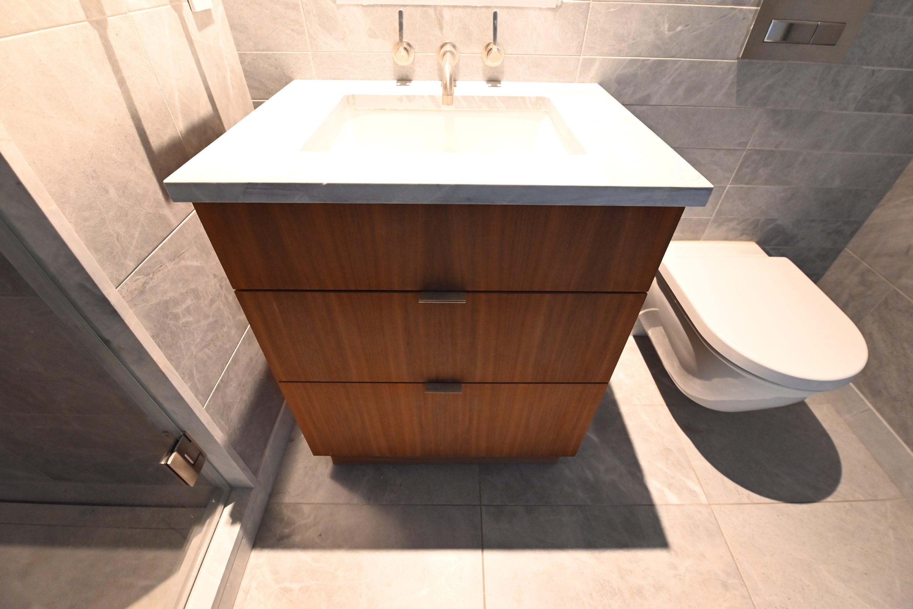 Modern 28" Wood Veneer Single Vanity with Top and Sink - No Faucet