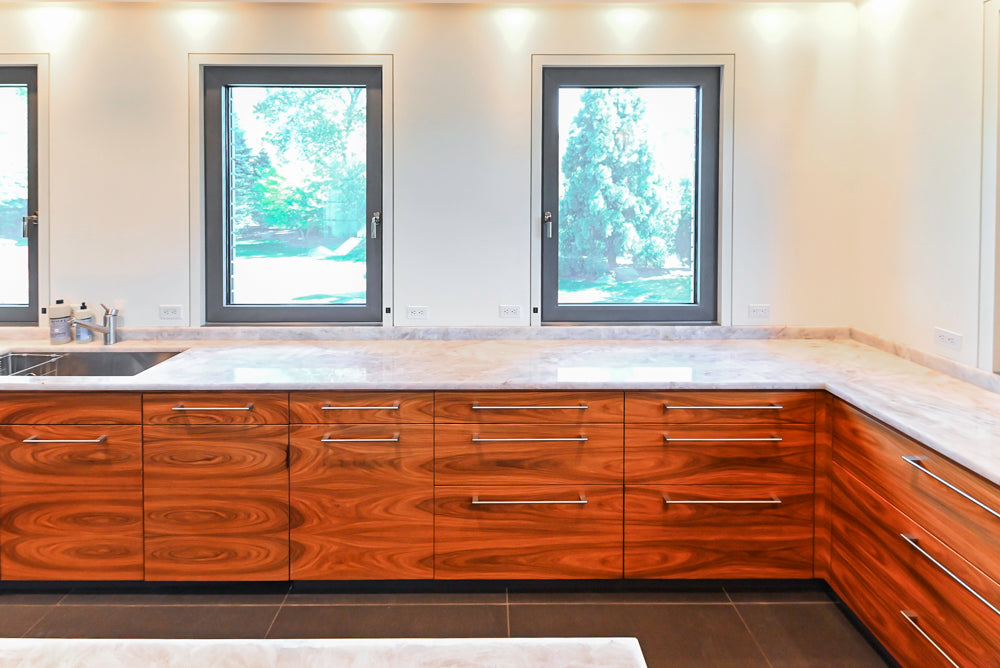 Custom Modern Kitchen with Marble Countertops and Gaggenau Appliances