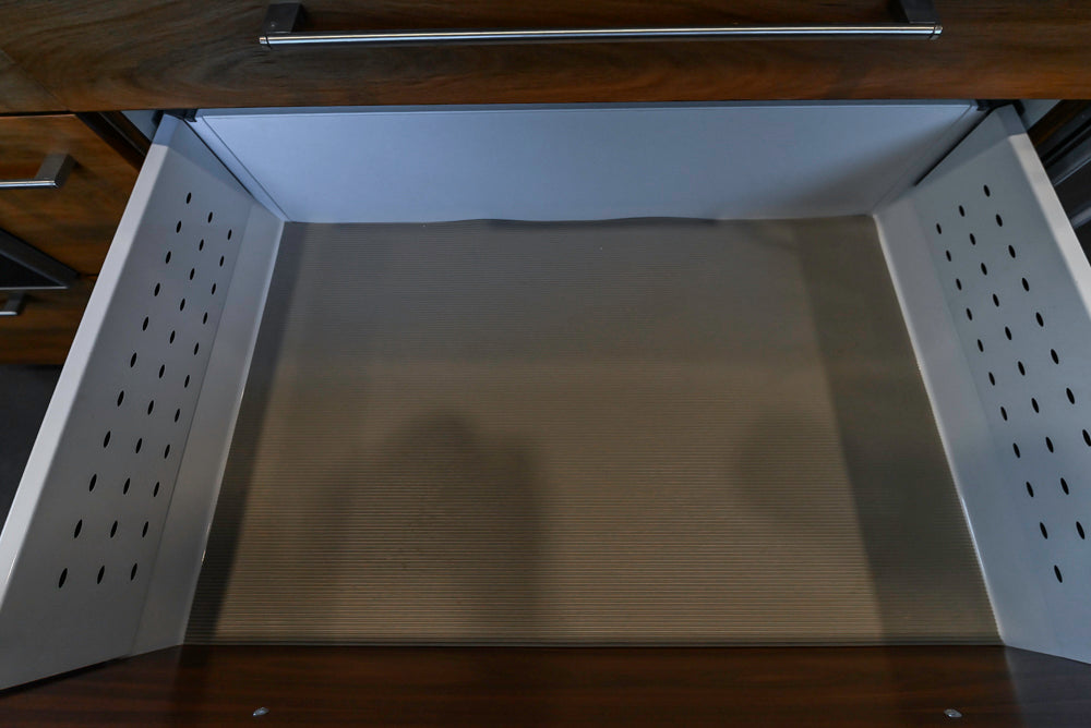 Custom Modern Tigerwood Kitchen with Marble Countertops and Gaggenau Appliances