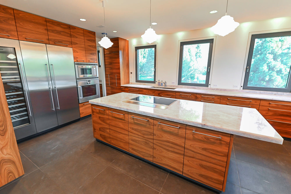 Custom Modern Kitchen with Marble Countertops and Gaggenau Appliances