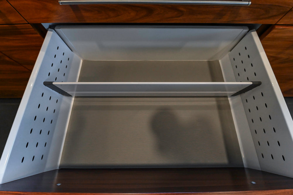 Custom Modern Tigerwood Kitchen with Marble Countertops and Gaggenau Appliances