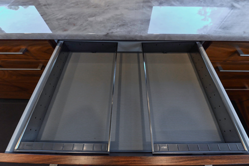 Custom Modern Tigerwood Kitchen with Marble Countertops and Gaggenau Appliances