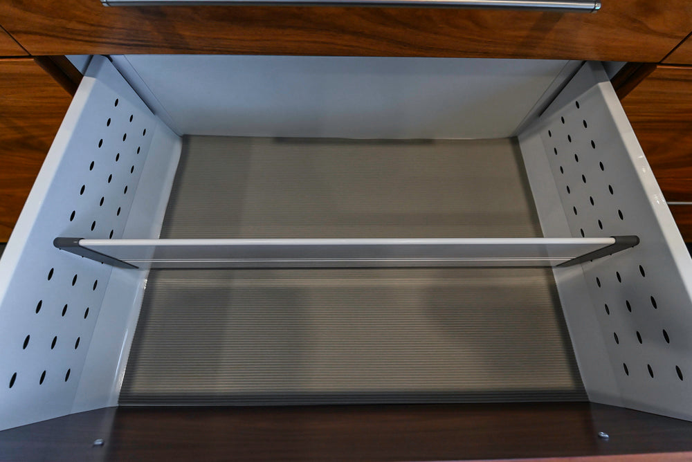 Custom Modern Tigerwood Kitchen with Marble Countertops and Gaggenau Appliances