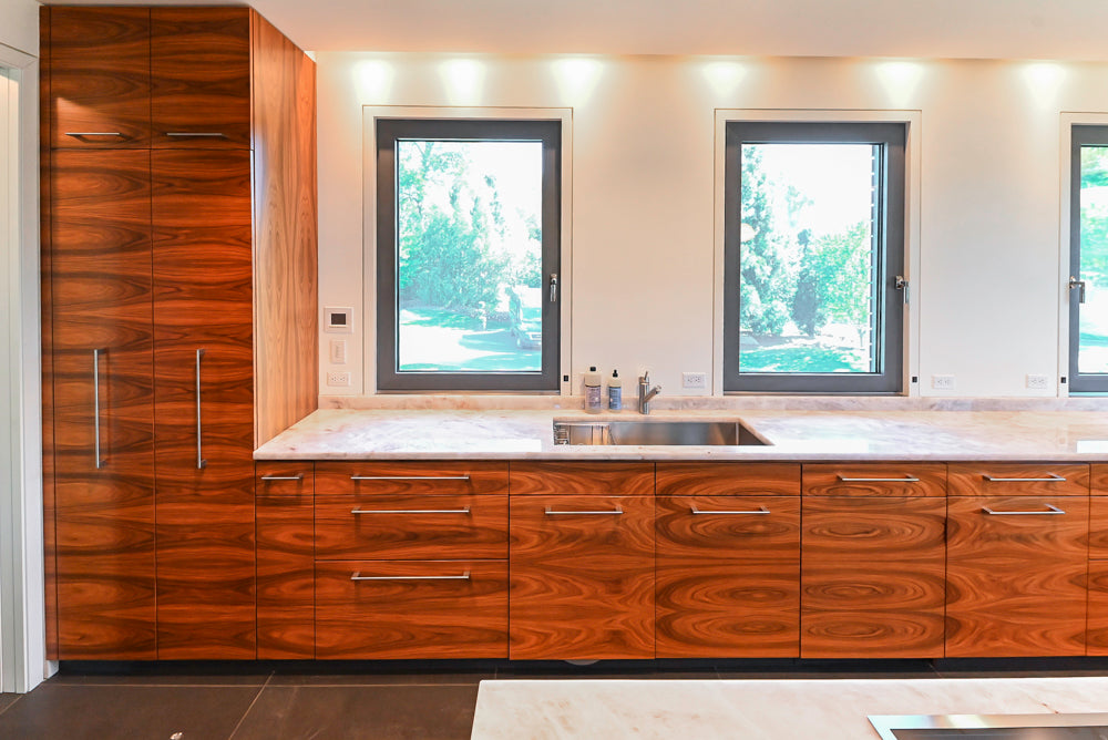 Custom Modern Kitchen with Marble Countertops and Gaggenau Appliances