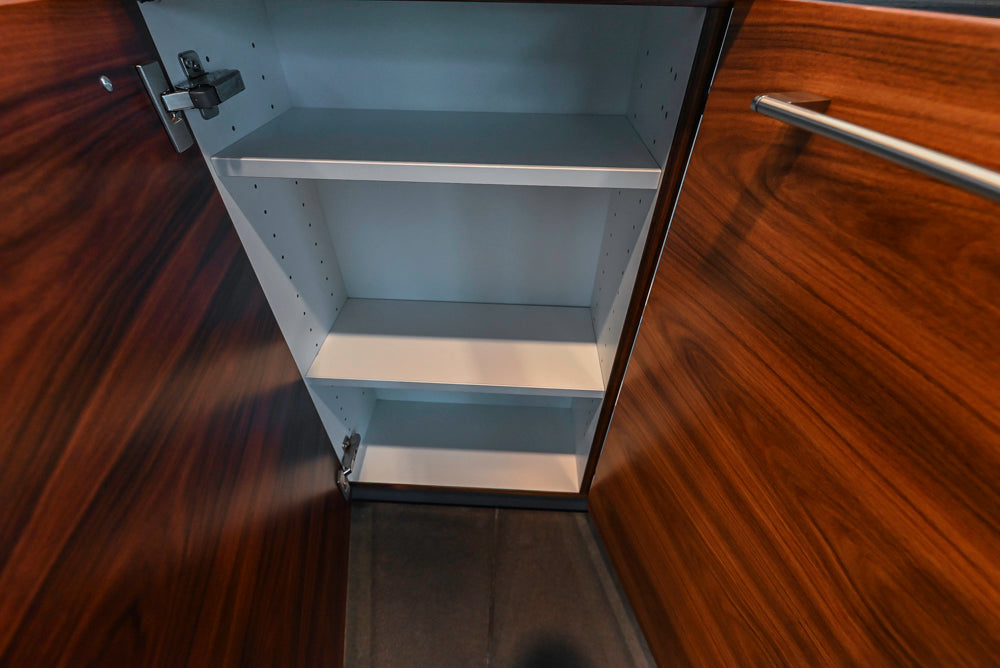 Custom Modern Tigerwood Kitchen with Marble Countertops and Gaggenau Appliances