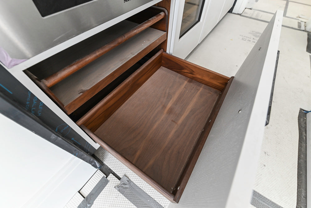 Smallbone Transitional White Kitchen with Island and Quartzite Countertops