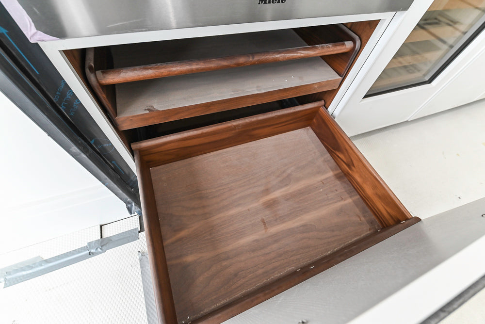 Smallbone Transitional White Kitchen with Island and Quartzite Countertops