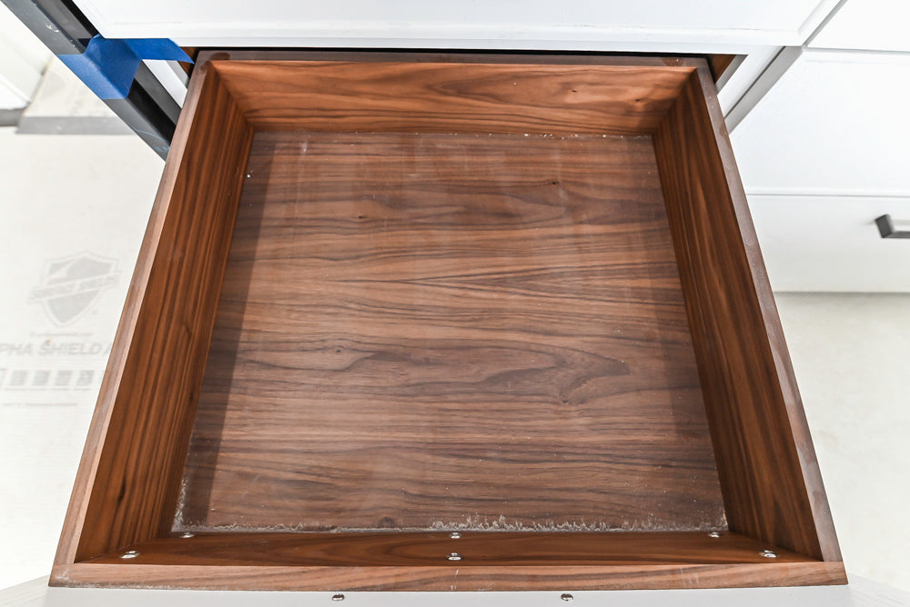Smallbone Transitional White Kitchen with Island and Quartzite Countertops