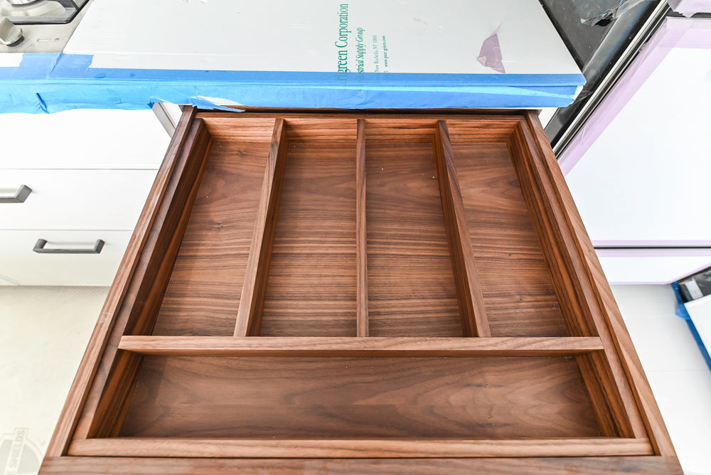 Smallbone Transitional White Kitchen with Island and Quartzite Countertops