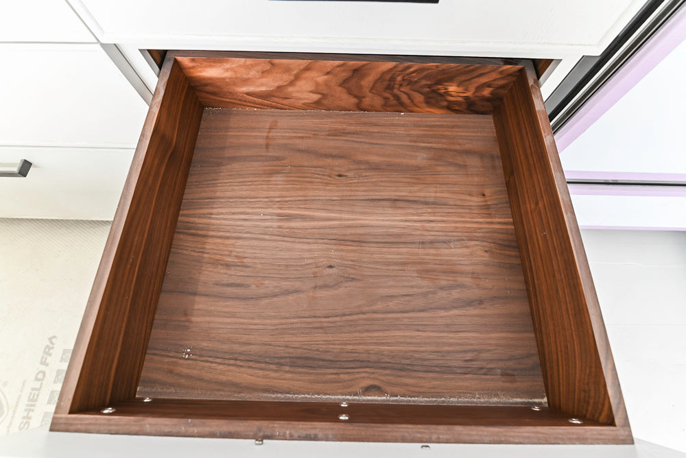 Smallbone Transitional White Kitchen with Island and Quartzite Countertops