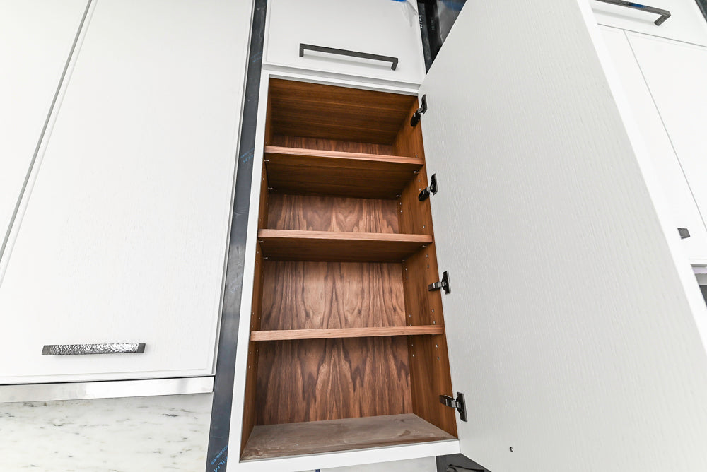 Smallbone Transitional White Kitchen with Island and Quartzite Countertops
