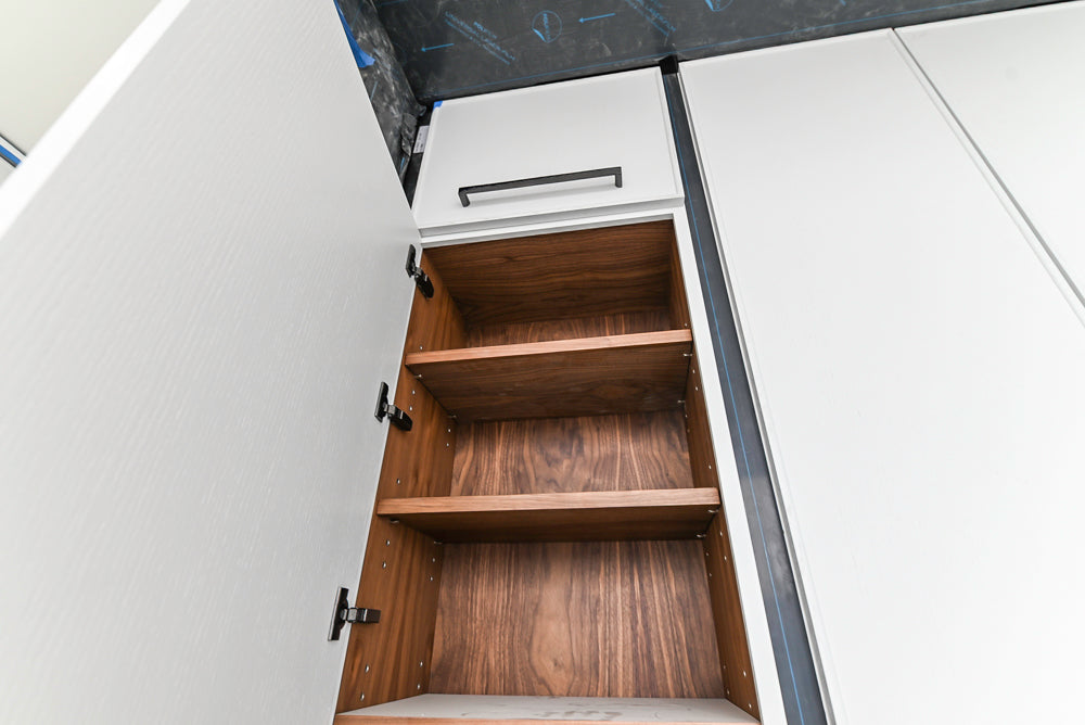 Smallbone Transitional White Kitchen with Island and Quartzite Countertops