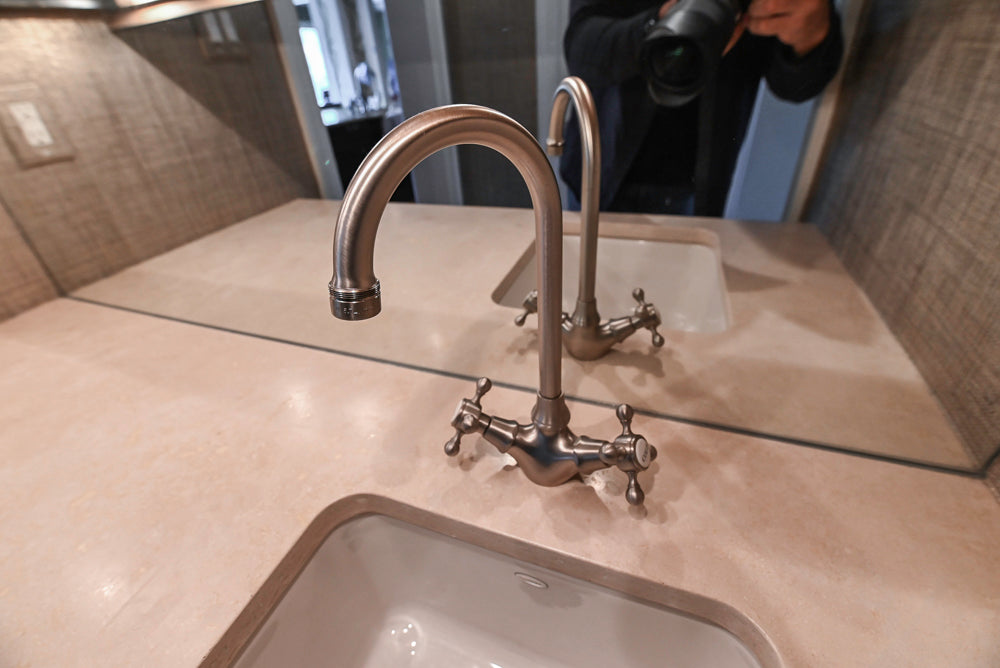 Century Traditional Black Wooden Wet Bar with Stone Countertops with Sub-Zero Wine Cooler