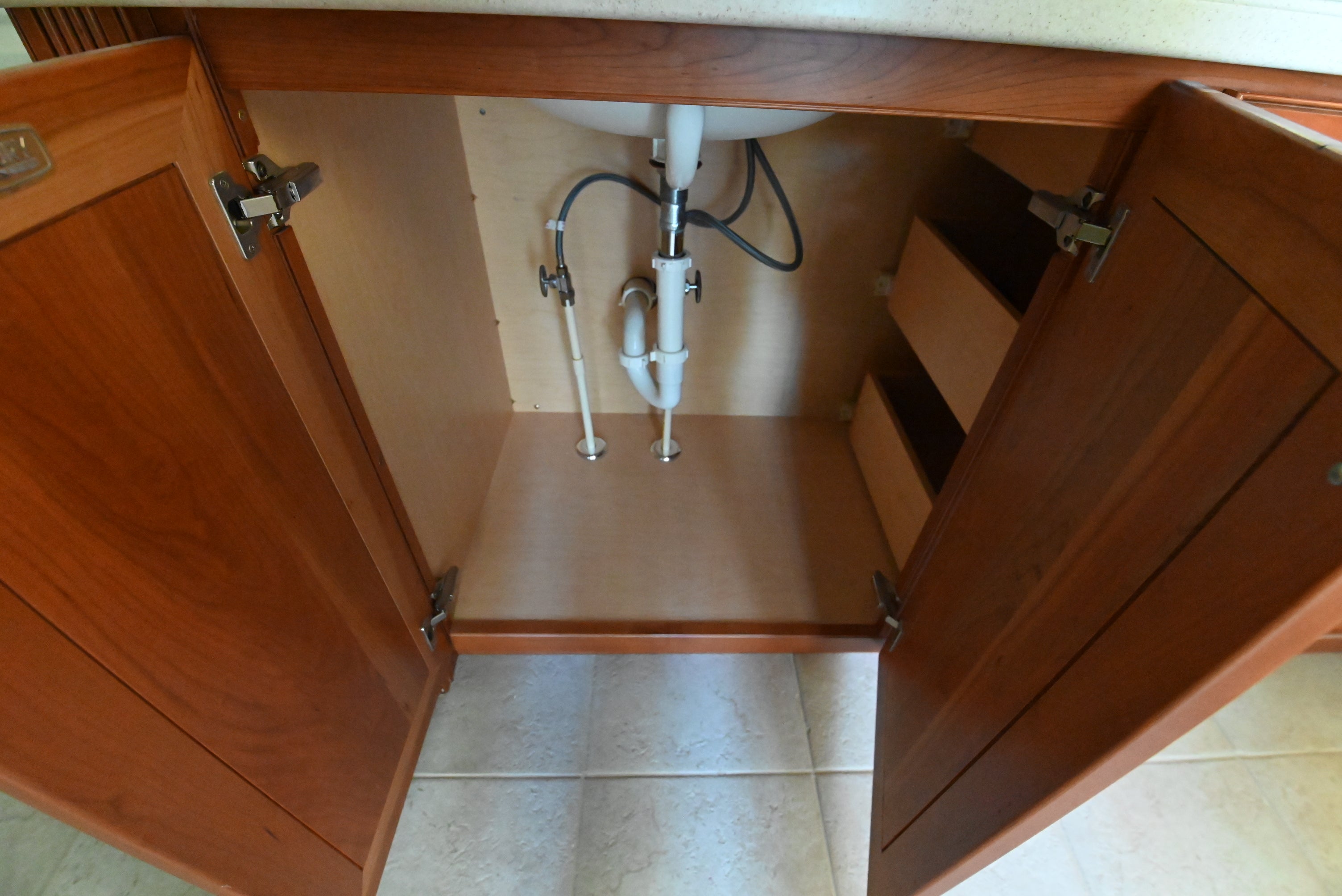 Century Cabinetry Traditional 80" Cherry Wood Double Bowl Vanity with Corian Top, Sinks and Faucets