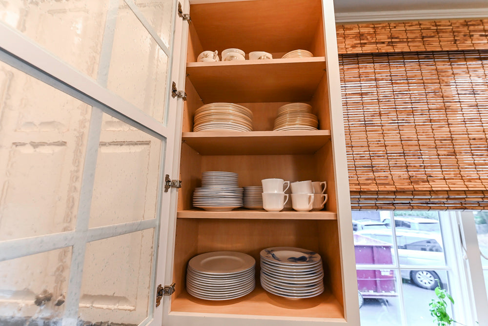 "The Whitby" Traditional Distressed White Kitchen with Island, Desk Area & Thermador Appliances