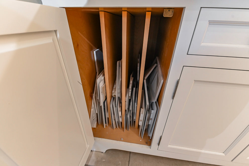 Signature Custom Cabinetry Transitional White Kitchen with Wood Veneer Top Island and Stone Countertops