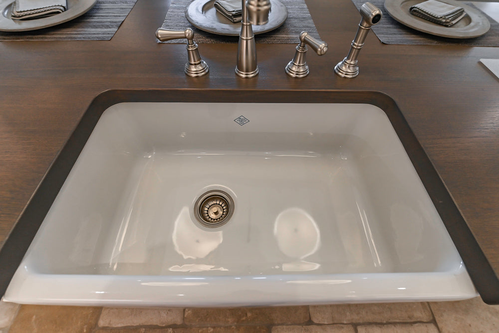 Signature Custom Cabinetry Transitional White Kitchen with Wood Veneer Top Island and Stone Countertops