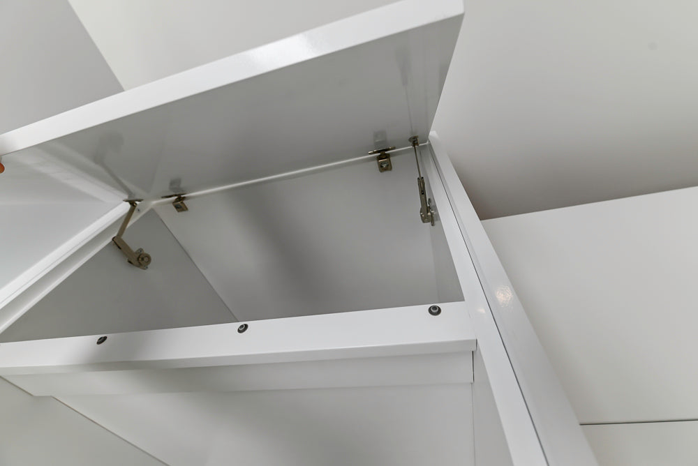 Brubaker Modern White Lacquered Butler's Pantry with Stone Countertops and Ice Maker