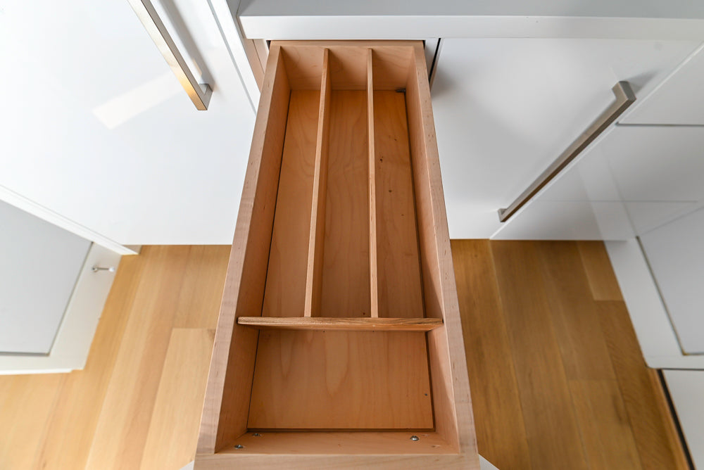 Brubaker Modern White Lacquered Butler's Pantry with Stone Countertops and Ice Maker