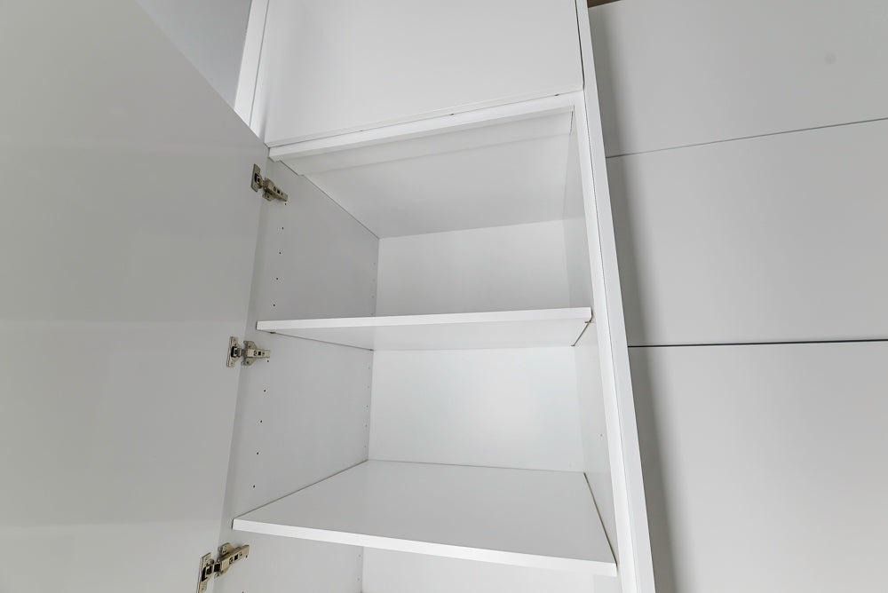 Brubaker Modern White Lacquered Butler's Pantry with Stone Countertops and Ice Maker