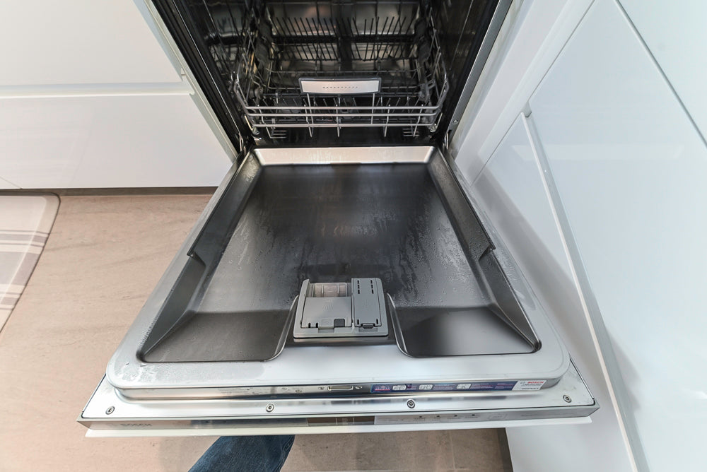 "The Arden" Modern White Gloss Kitchen with Island, Stone Countertops and 60" Wolf Range