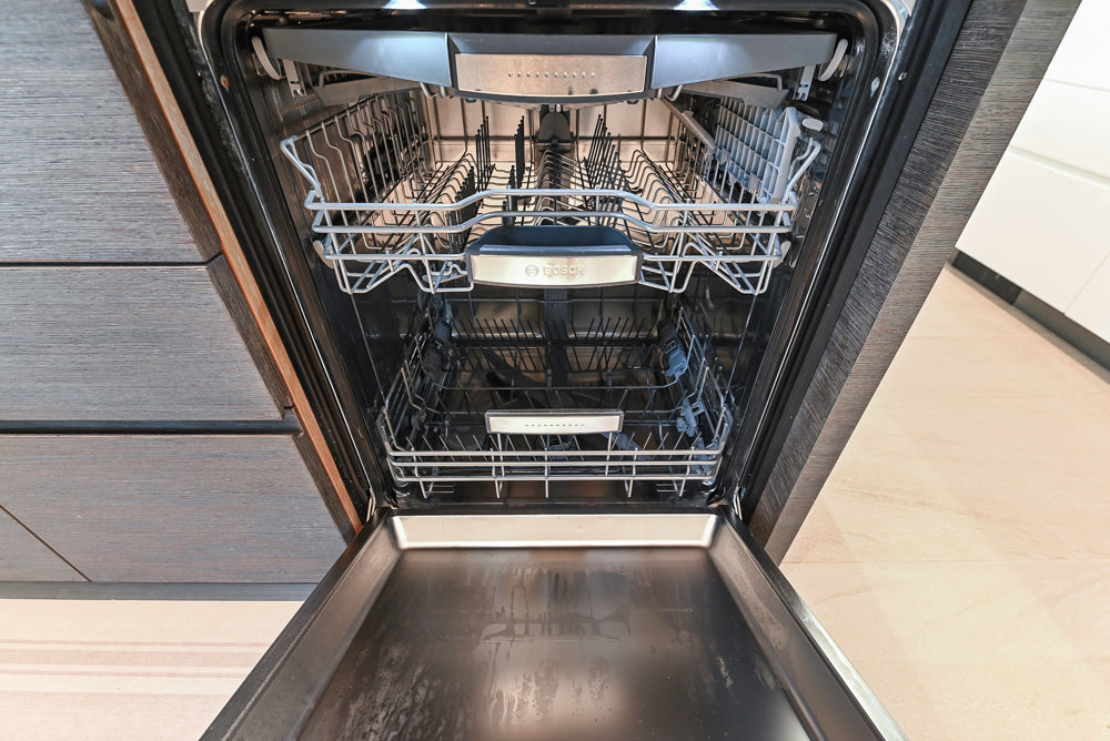 "The Arden" Modern White Gloss Kitchen with Island, Stone Countertops and 60" Wolf Range