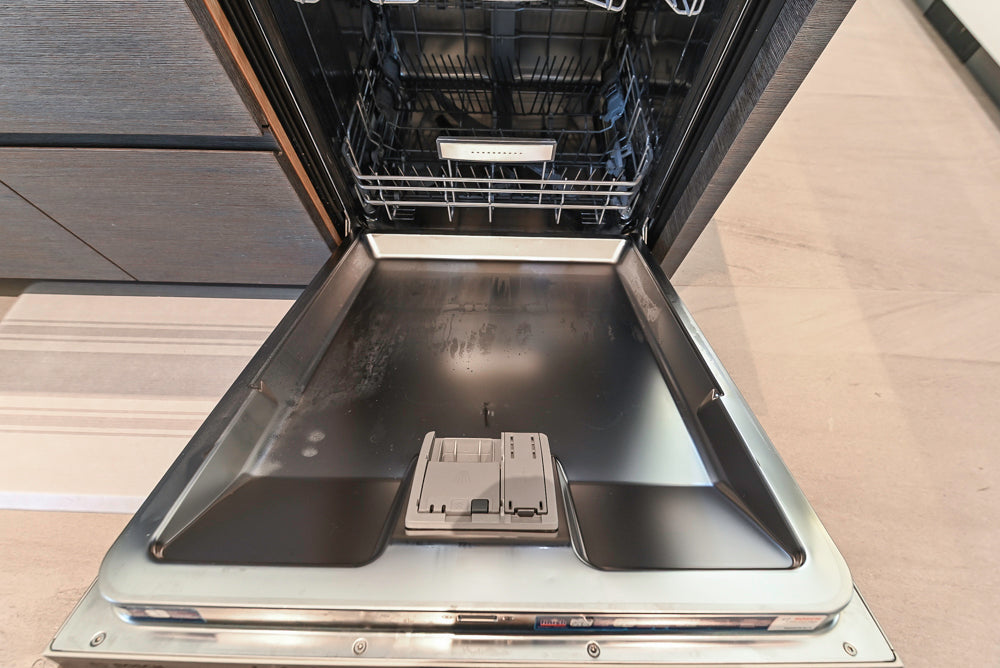 "The Arden" Modern White Gloss Kitchen with Island, Stone Countertops and 60" Wolf Range