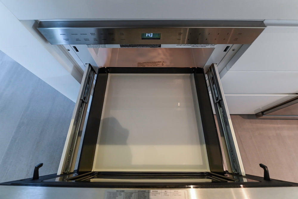 "The Arden" Modern White Gloss Kitchen with Island, Stone Countertops and 60" Wolf Range