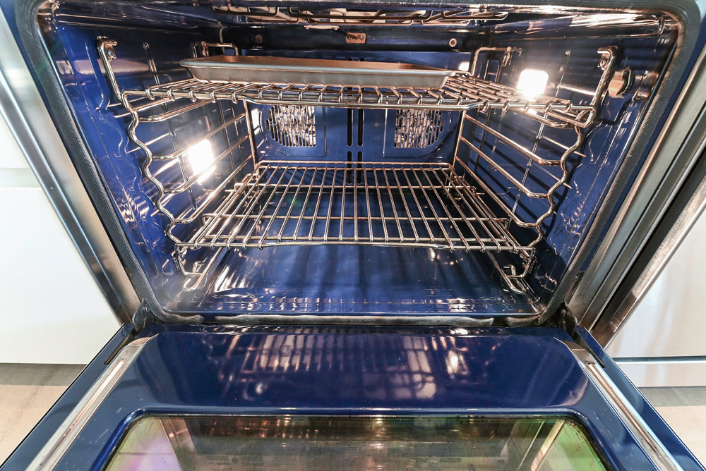 "The Arden" Modern White Gloss Kitchen with Island, Stone Countertops and 60" Wolf Range