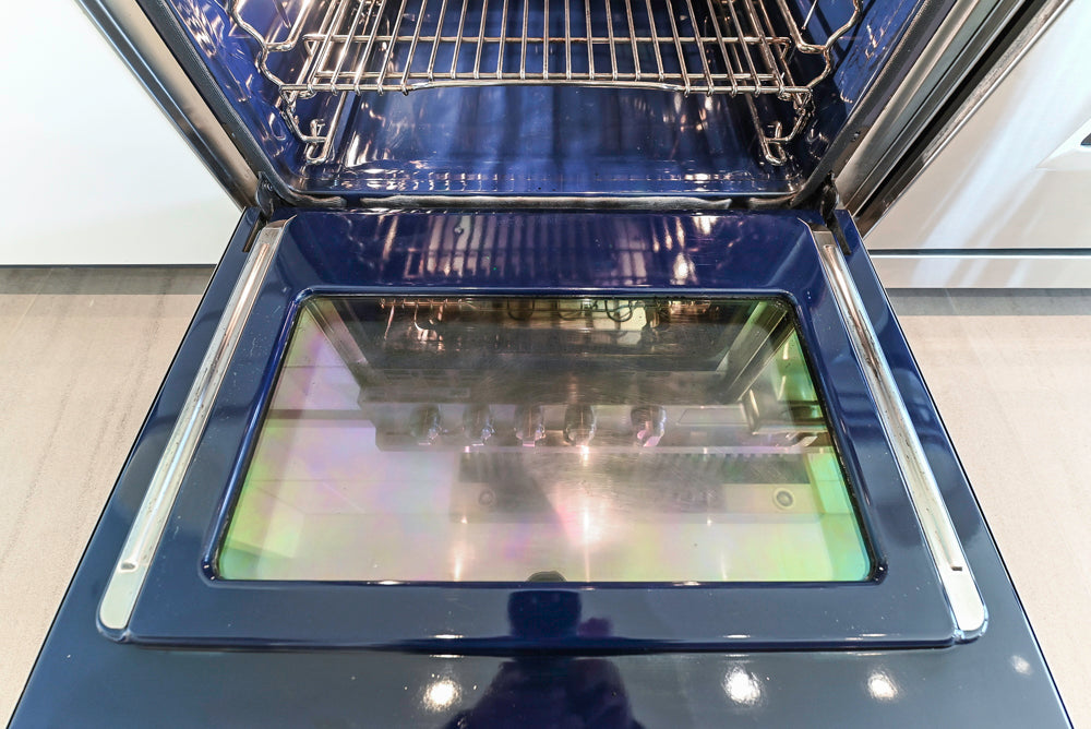 "The Arden" Modern White Gloss Kitchen with Island, Stone Countertops and 60" Wolf Range