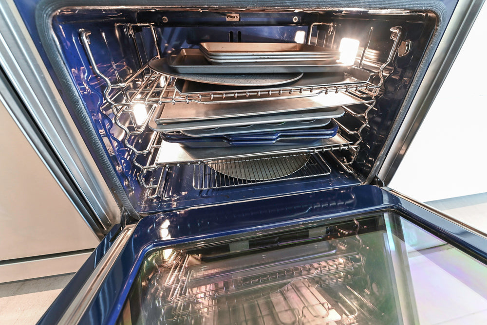 "The Arden" Modern White Gloss Kitchen with Island, Stone Countertops and 60" Wolf Range