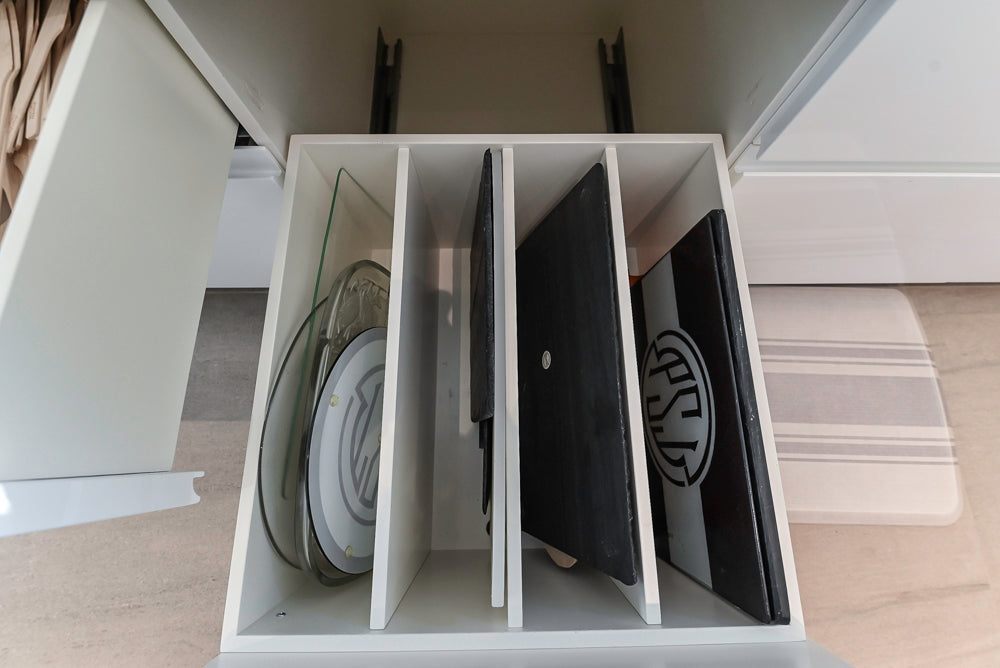 "The Arden" Modern White Gloss Kitchen with Island, Stone Countertops and 60" Wolf Range