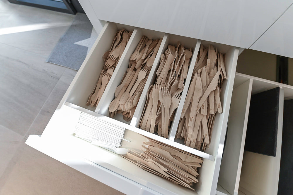 "The Arden" Modern White Gloss Kitchen with Island, Stone Countertops and 60" Wolf Range