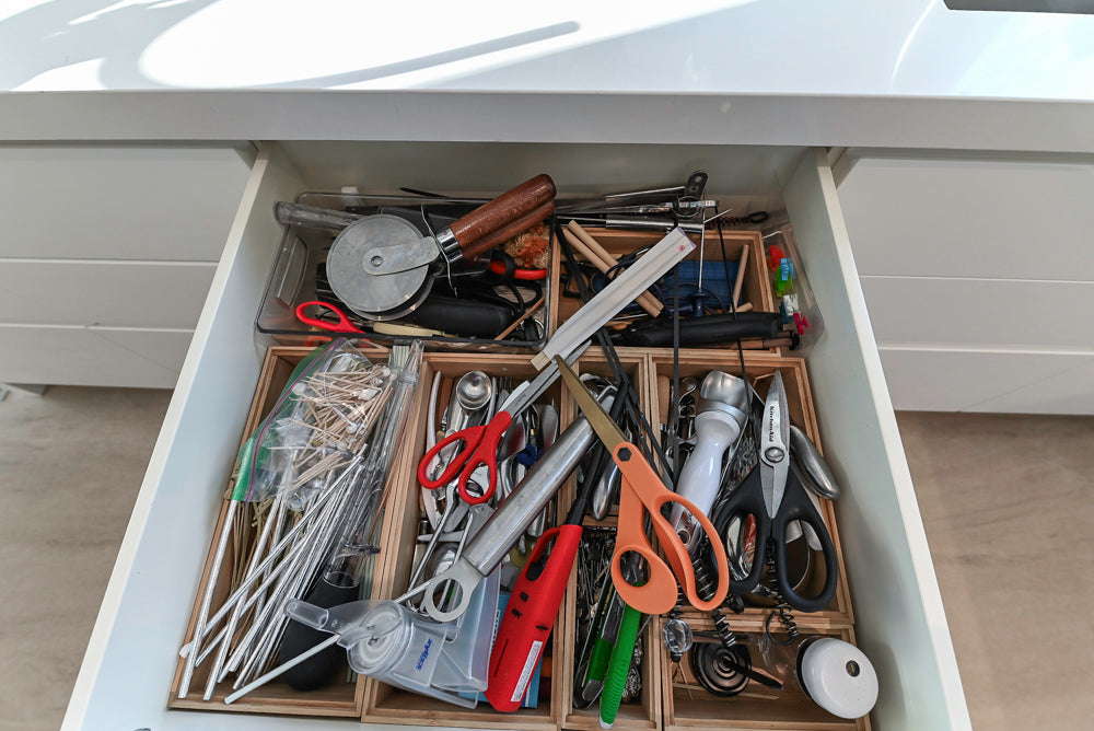 "The Arden" Modern White Gloss Kitchen with Island, Stone Countertops and 60" Wolf Range