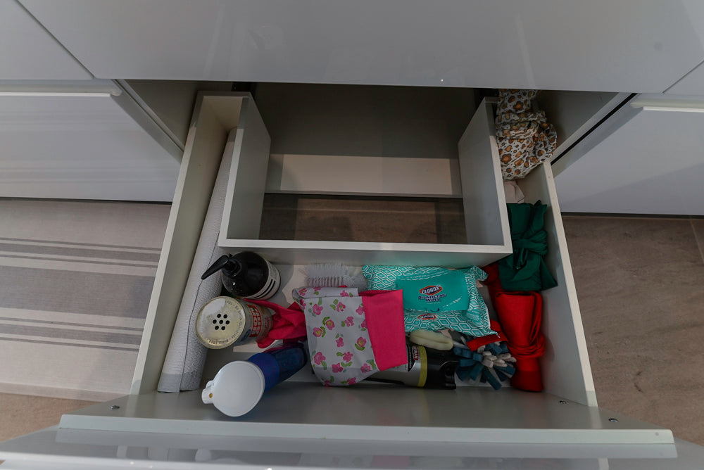 "The Arden" Modern White Gloss Kitchen with Island, Stone Countertops and 60" Wolf Range