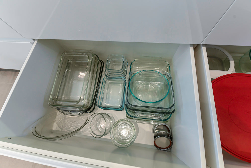 "The Arden" Modern White Gloss Kitchen with Island, Stone Countertops and 60" Wolf Range