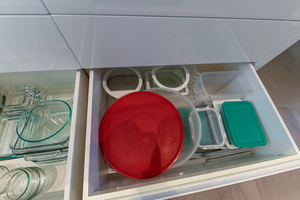 "The Arden" Modern White Gloss Kitchen with Island, Stone Countertops and 60" Wolf Range