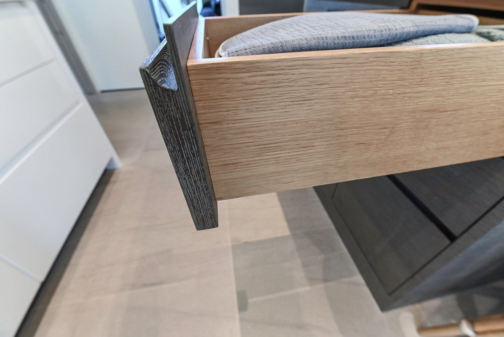 "The Arden" Modern White Gloss Kitchen with Island, Stone Countertops and 60" Wolf Range